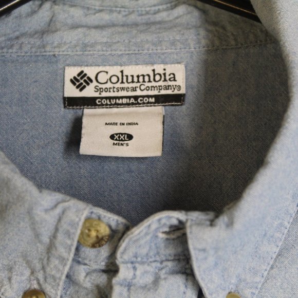 Columbia Mens Button Down Light Denim Shirt 2XL - Picture 2 of 9